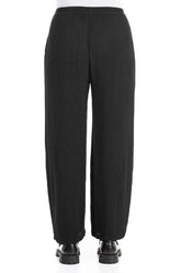 Straight Black Silk Viscose Trousers 2