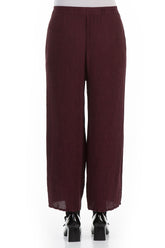 Straight Cropped Merlot Silk Viscose Trousers 2