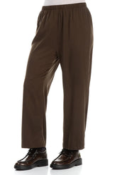 Straight Forest Brown Silk Trousers 3