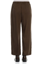 Straight Forest Brown Silk Trousers 2