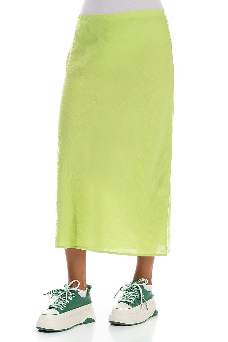 Straight Lime Linen Skirt 3