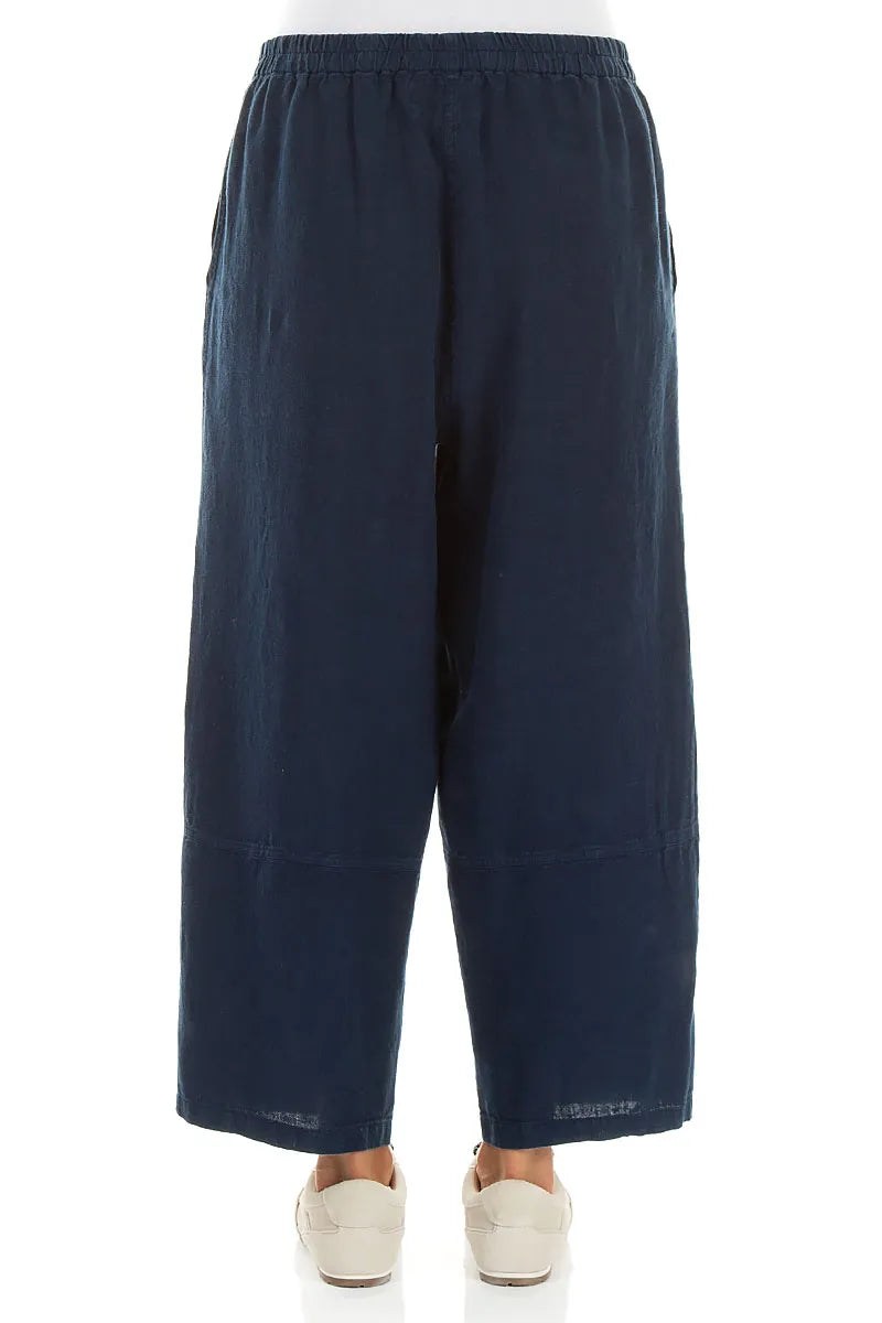 Rechte Marineblauwe Linnen Broek