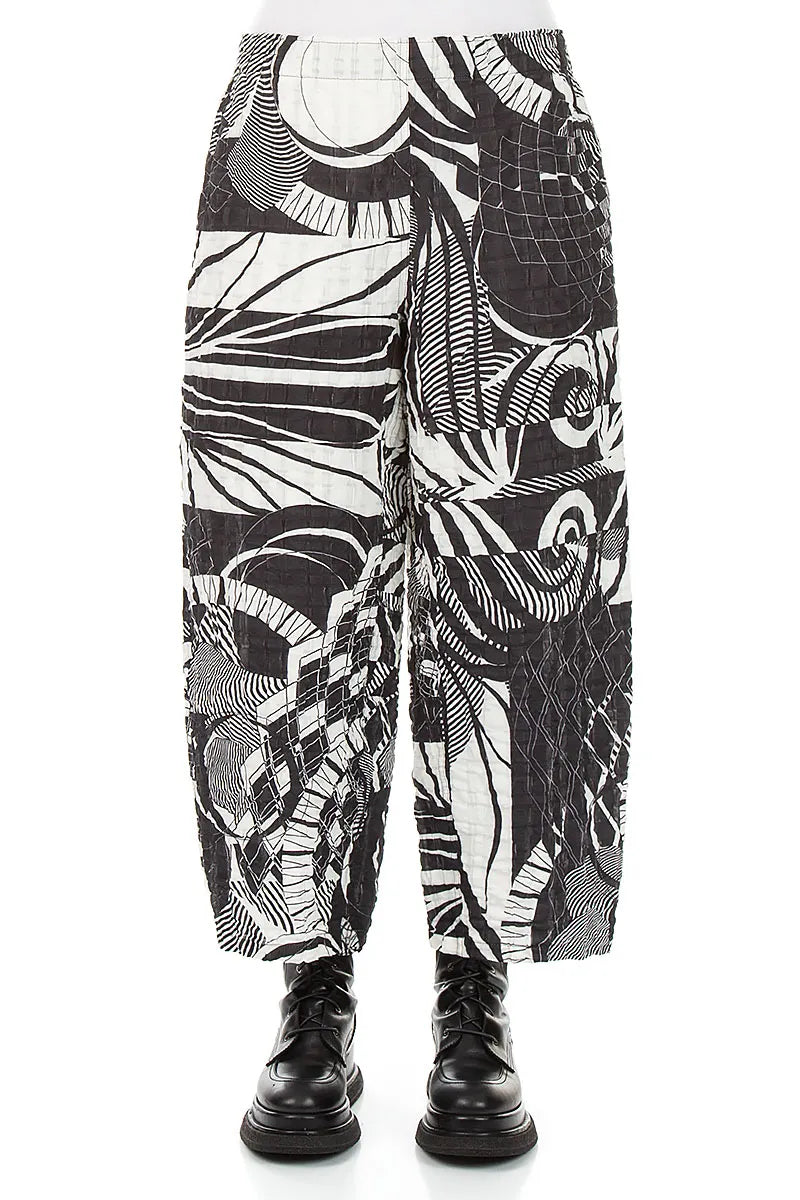 Straight Orbit Checkered Linen Cotton Trousers
