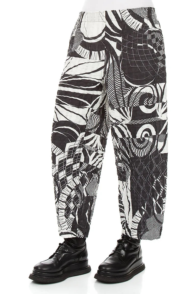Straight Orbit Checkered Linen Cotton Trousers