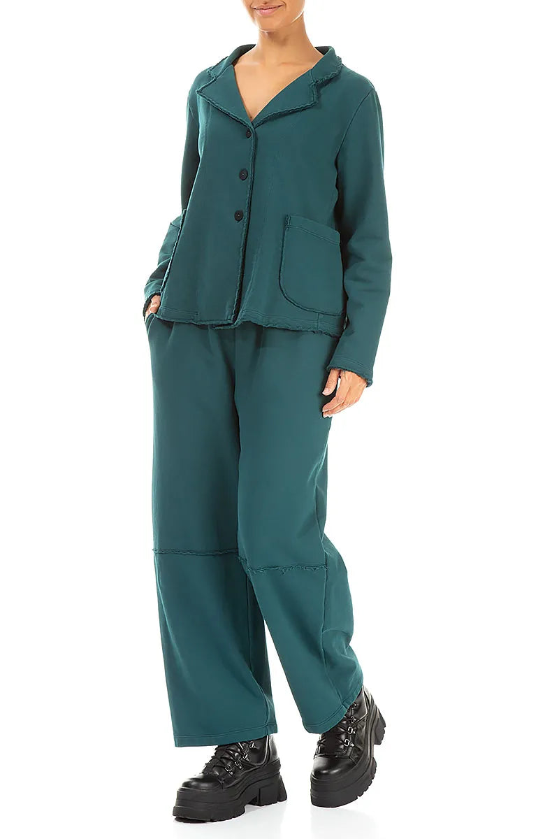 Straight Peacock Cotton Trousers 4