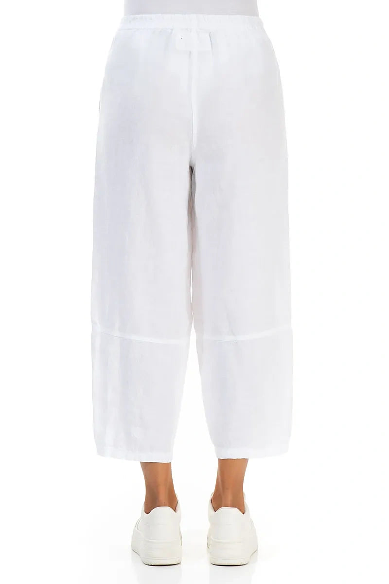 Straight White Linen Trousers 2