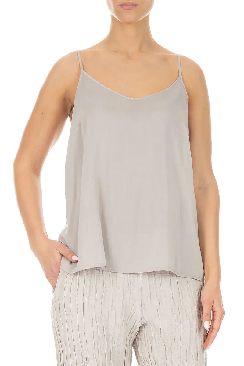 Strappy Beige Silk Bamboo Camisole Top 3