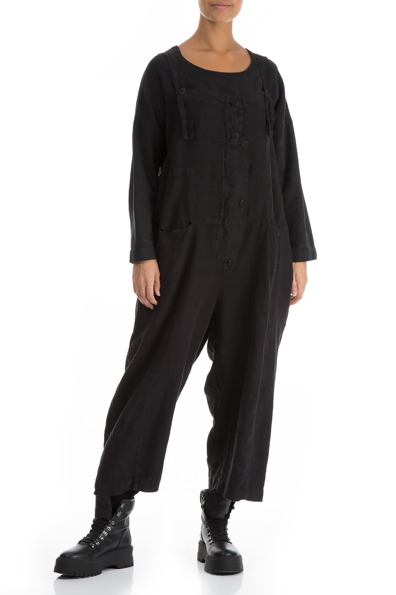 Strappy Black Linen Jumpsuit 3