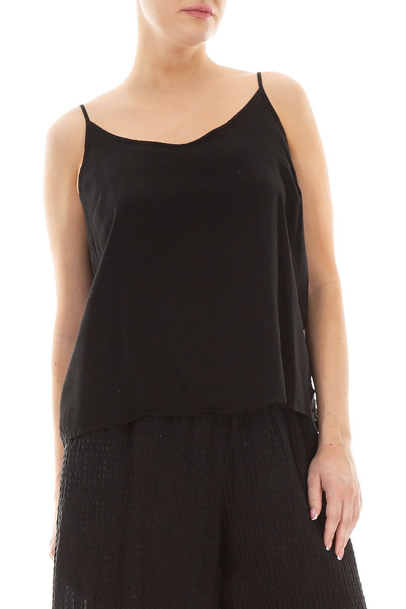 Strappy Black Silk Bamboo Top 3