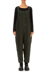 Strappy Forest Mist Check Linen Jumpsuit 1