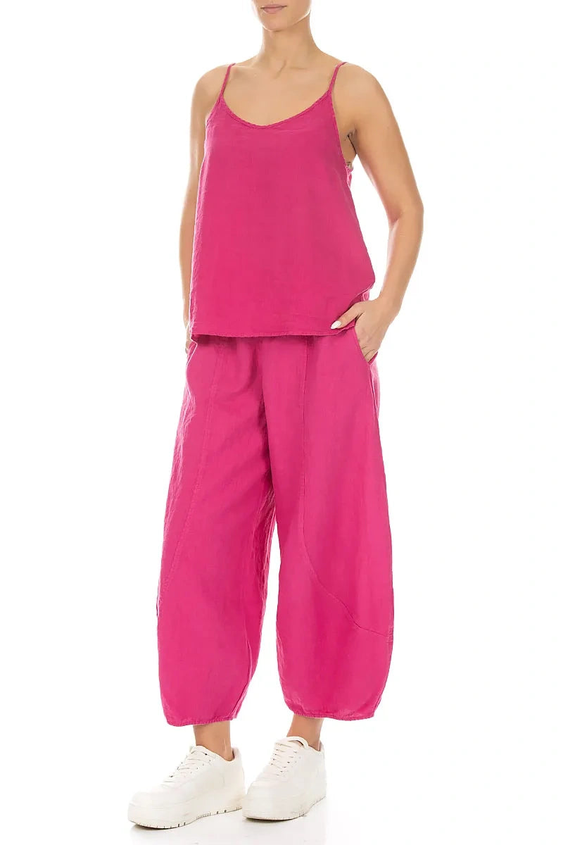 Strappy Fuchsia Linen Camisole Top 4