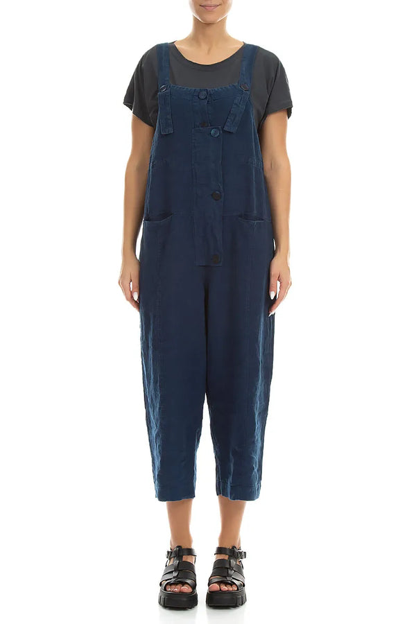 Strappy Navy Linen Jumpsuit 1
