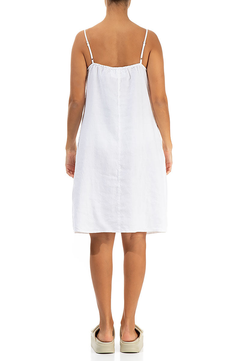 Strappy Pure White Linen Dress 2