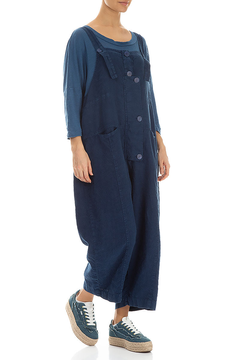 Strappy Royal Blue Linen Jumpsuit 3