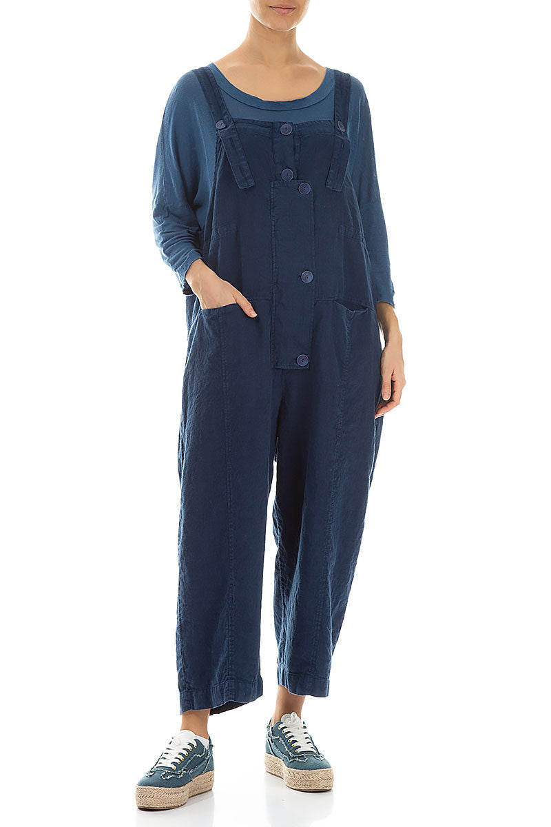 Strappy Royal Blue Linen Jumpsuit 4