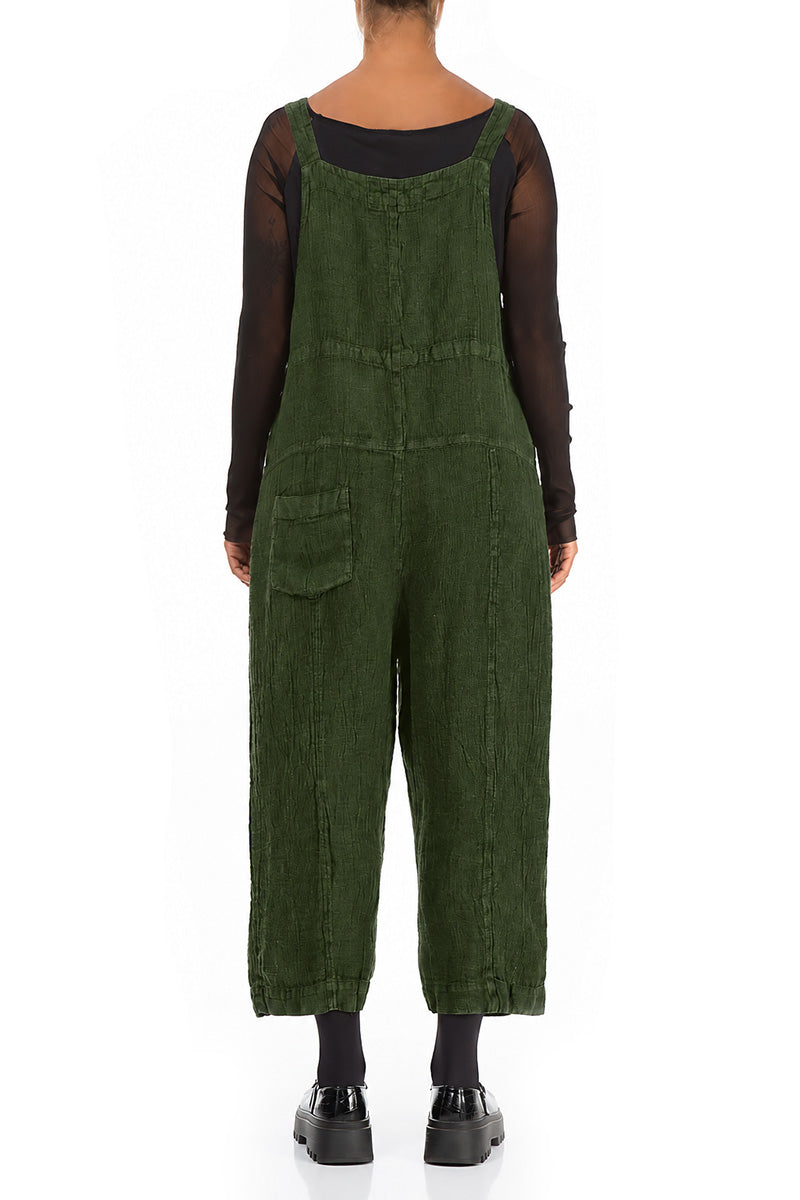 Strappy Shamrock Green Mélange Linen Jumpsuit