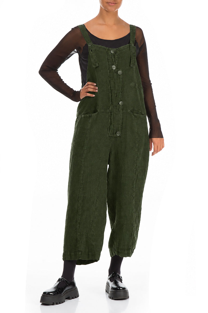 Strappy Shamrock Green Mélange Linen Jumpsuit