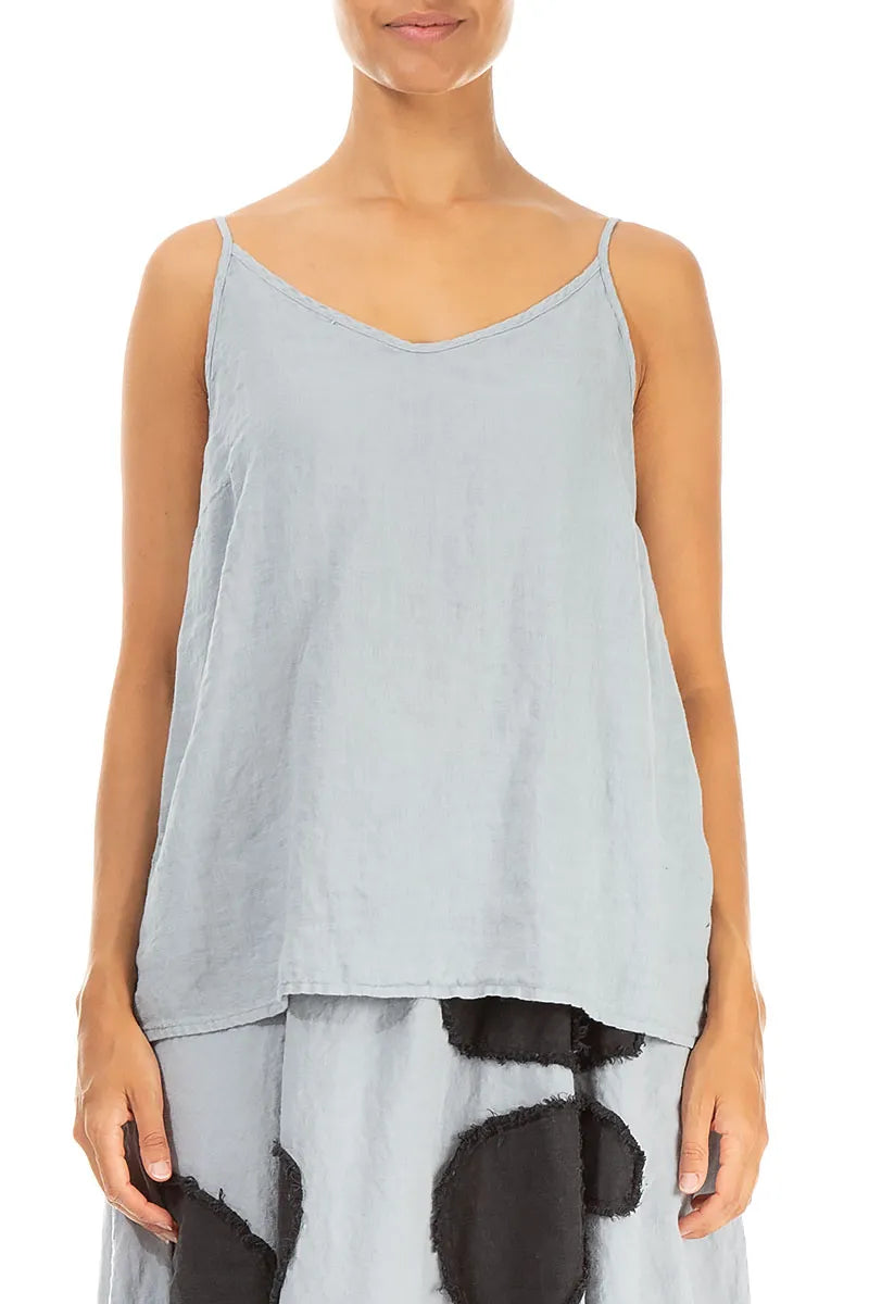 Strappy Silver Grey Linen Camisole Top