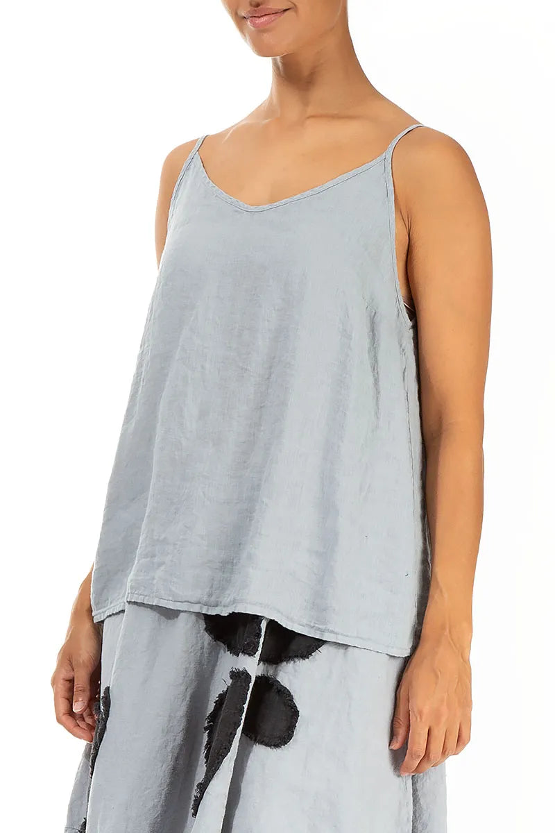 Strappy Silver Grey Linen Camisole Top