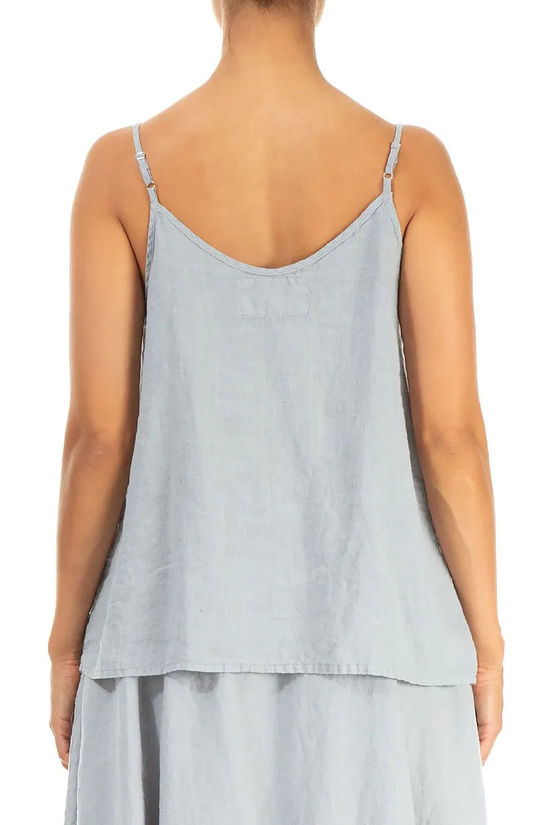 Strappy Silver Grey Linen Camisole Top