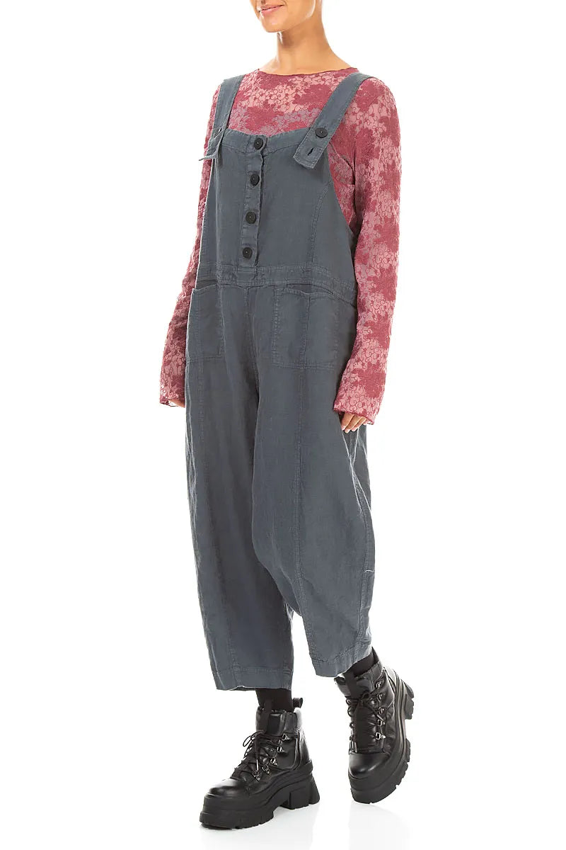 Strappy Slate Linen Jumpsuit