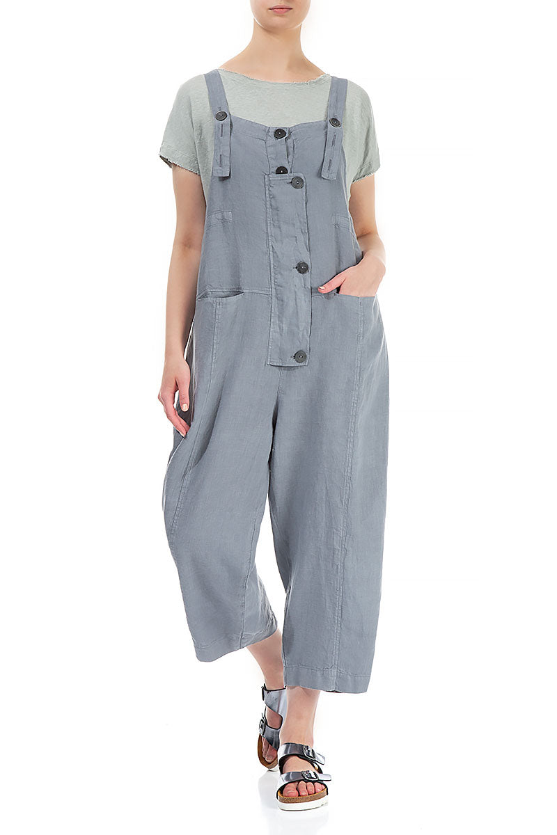 Strappy Storm Grey Linen Jumpsuit 3