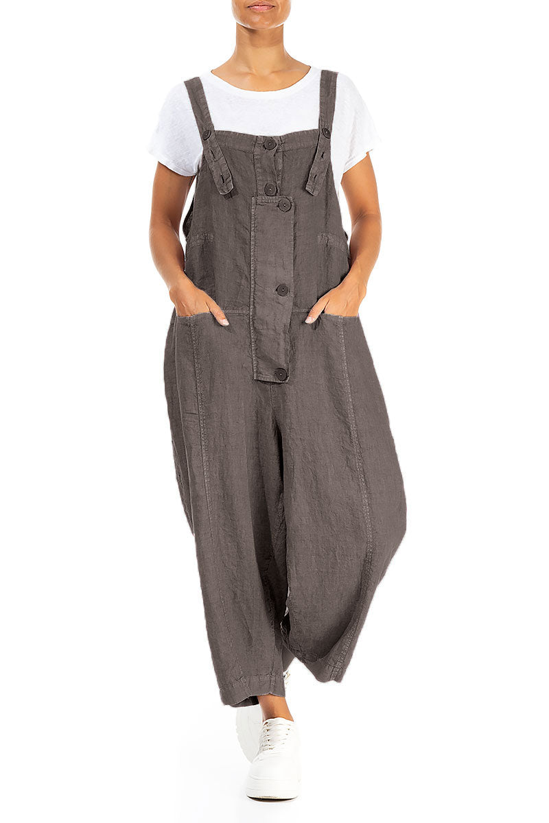 Strappy Truffle Off-Dye Linen Jumpsuit 4