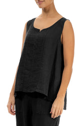 Sweetheart Neck Black Linen Top 3