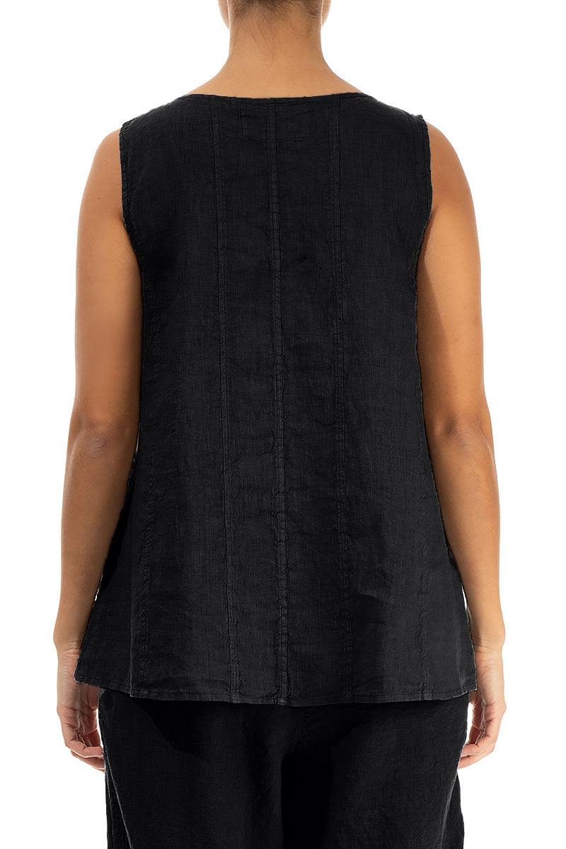 Sweetheart Neck Black Linen Top 2