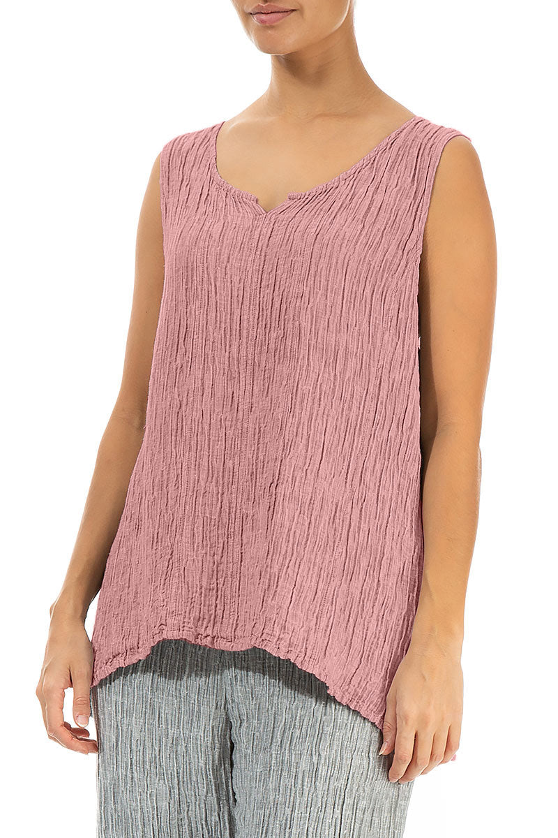 Sweetheart Neck Crinkled Powder Pink Silk Top 3