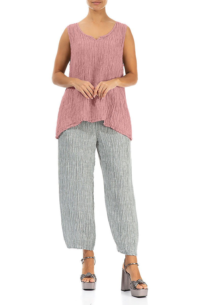 Sweetheart Neck Crinkled Powder Pink Silk Top 4
