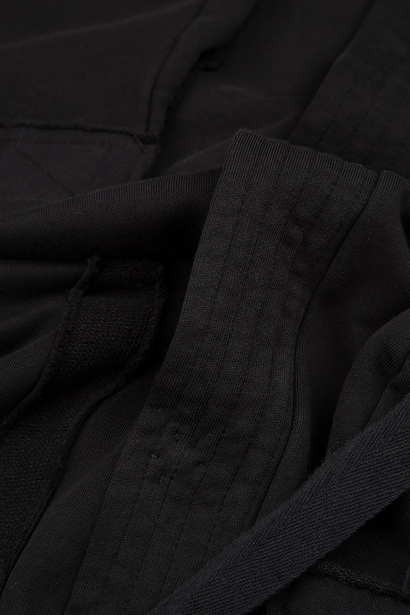 High Collar Black French Terry Cotton Jacket
