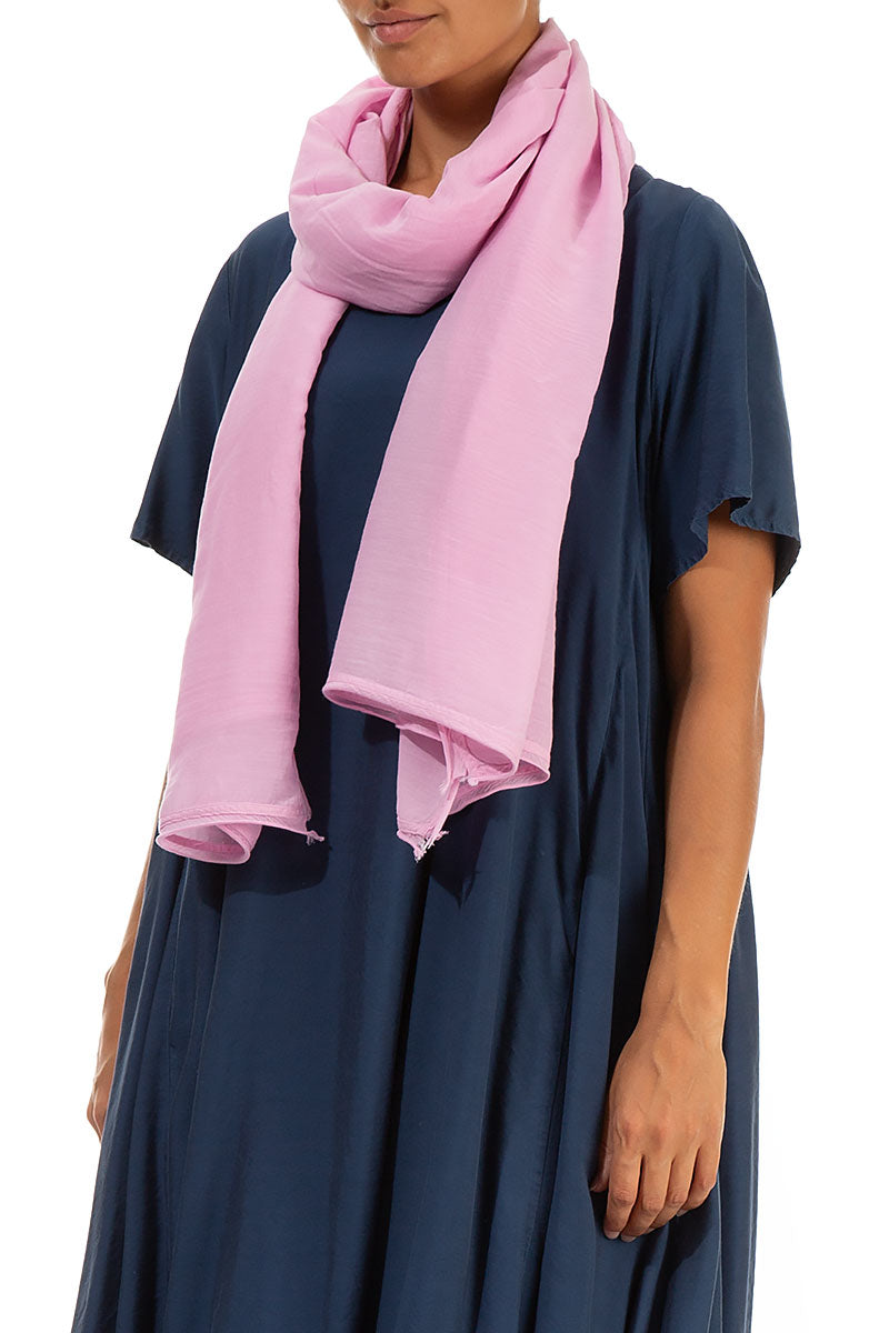 Taffy Pink Silk Cotton Scarf 3