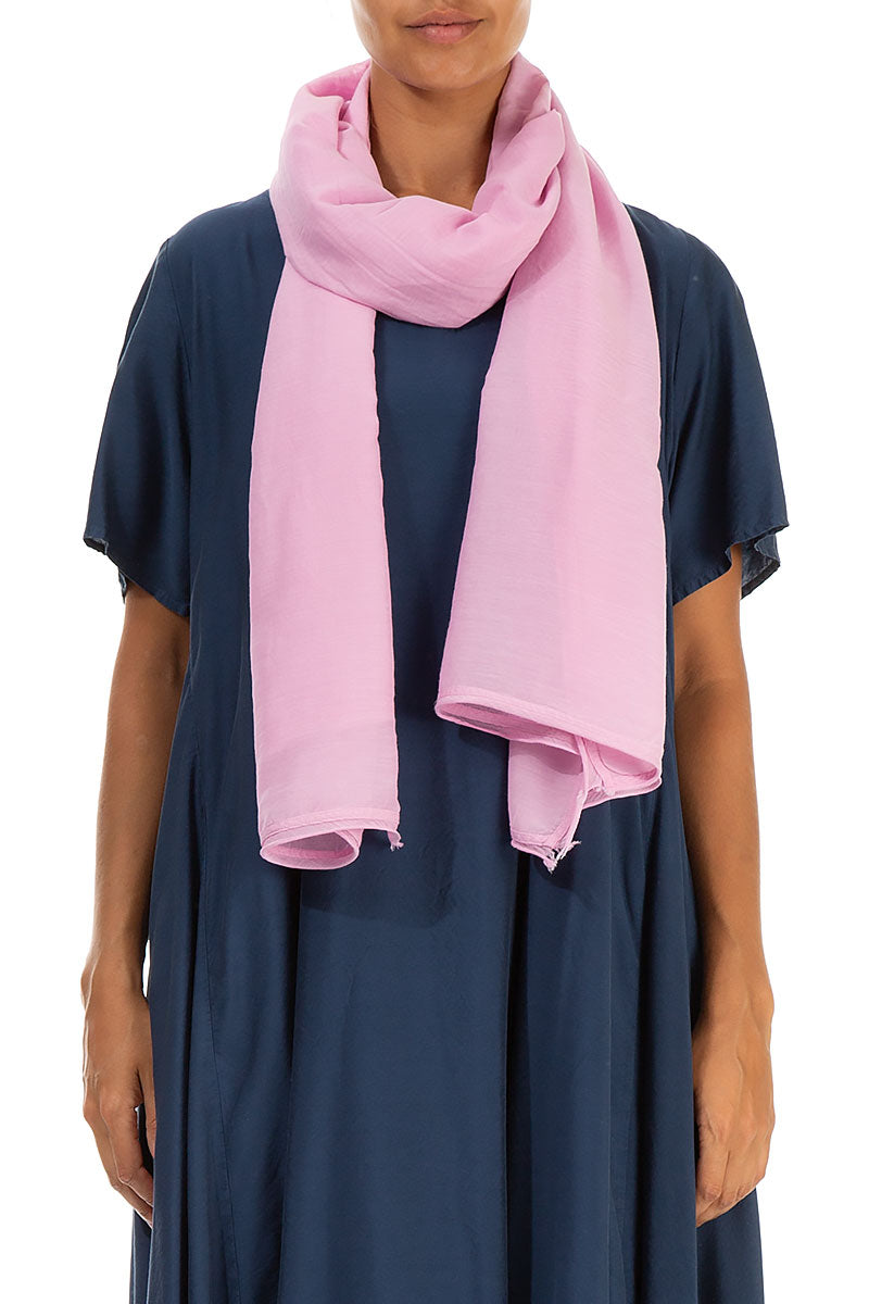 Taffy Pink Silk Cotton Scarf 1