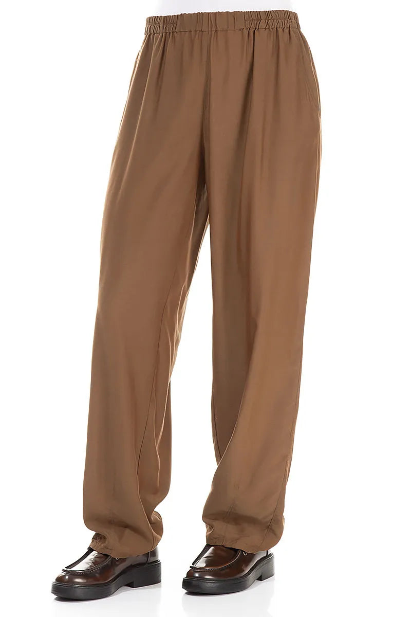 Taper Aged Copper Silk Bamboo Trousers 3
