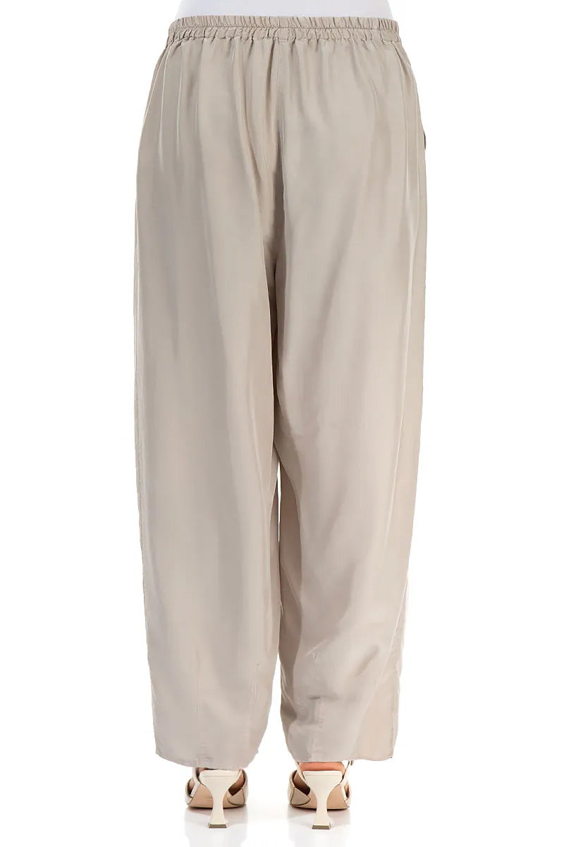 Taper Beige Pure Silk Trousers 2