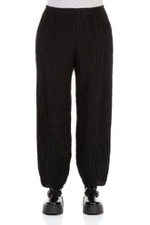 Taper Black Crinkled Trousers 1