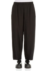 Taper Black Silk Bamboo Trousers 1