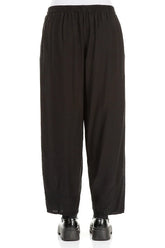 Taper Black Silk Bamboo Trousers 2