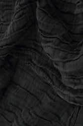 Taper Cropped Crinkled Black Silk Linen Trousers 4