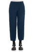 Taper Cropped Crinkled Royal Blue Silk Linen Trousers 1