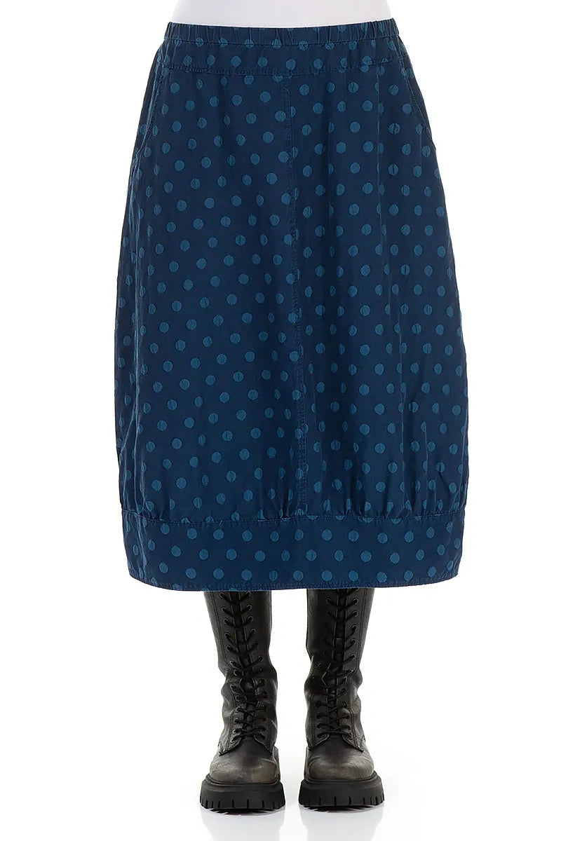 Taper Dotty Royal Blue Silk Skirt 1