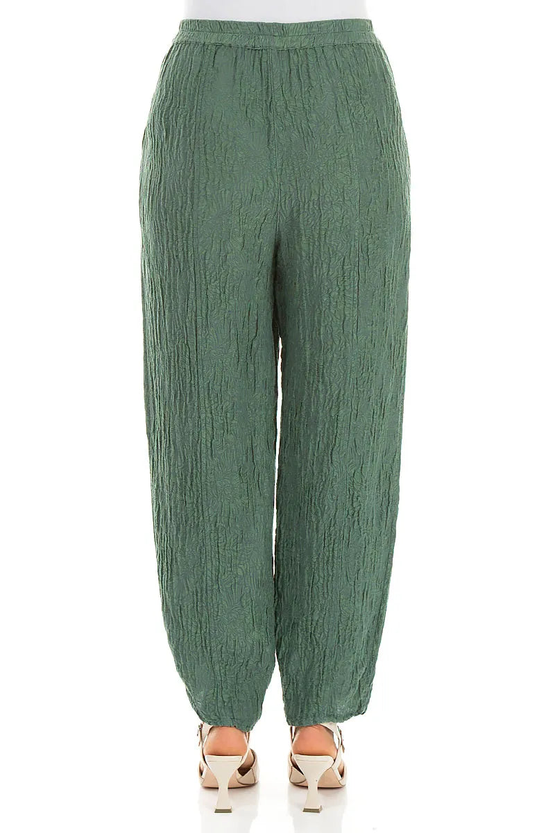 Taper Floral Sage Silk Trousers