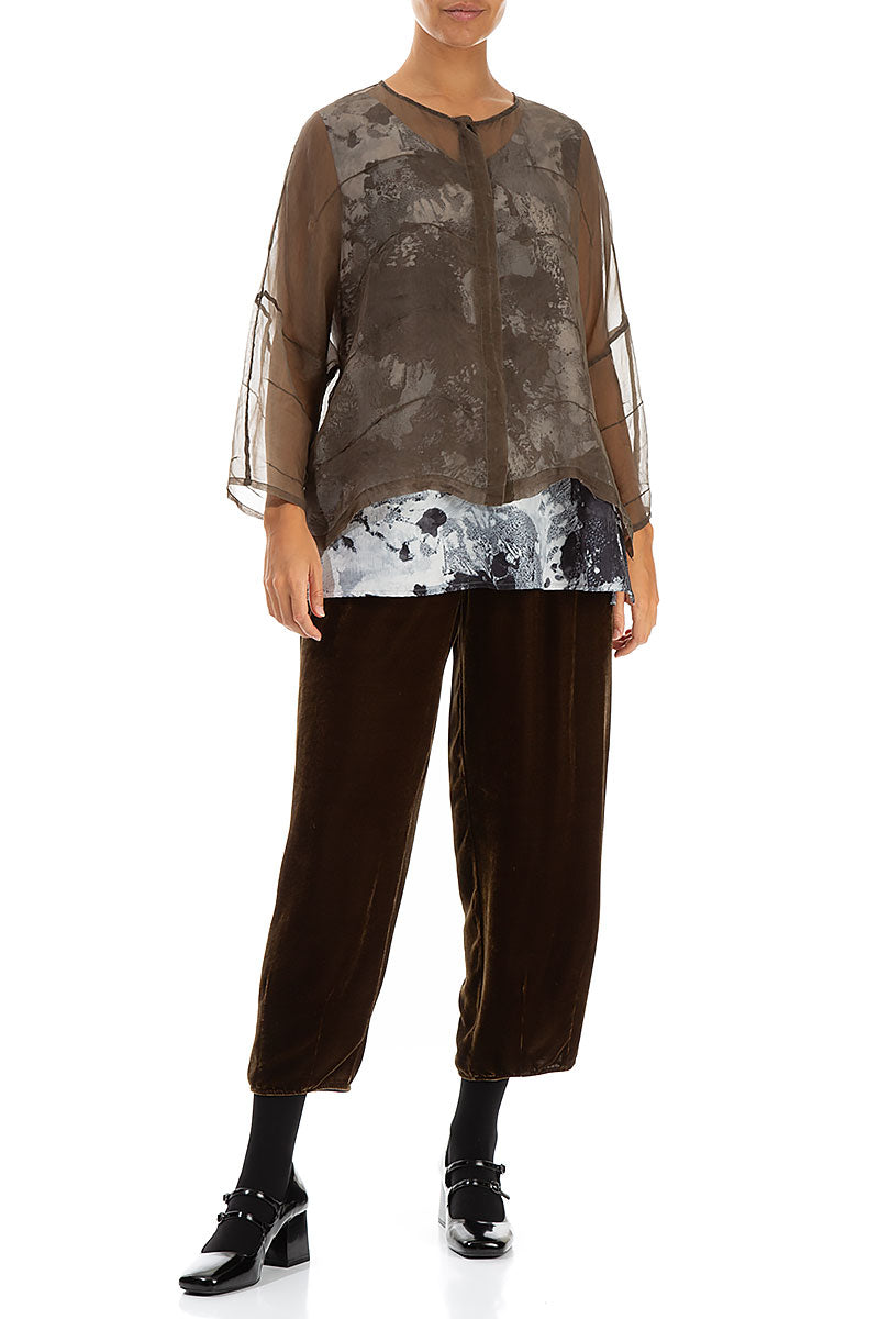 Taper Golden Sage Silk Velvet Trousers 5