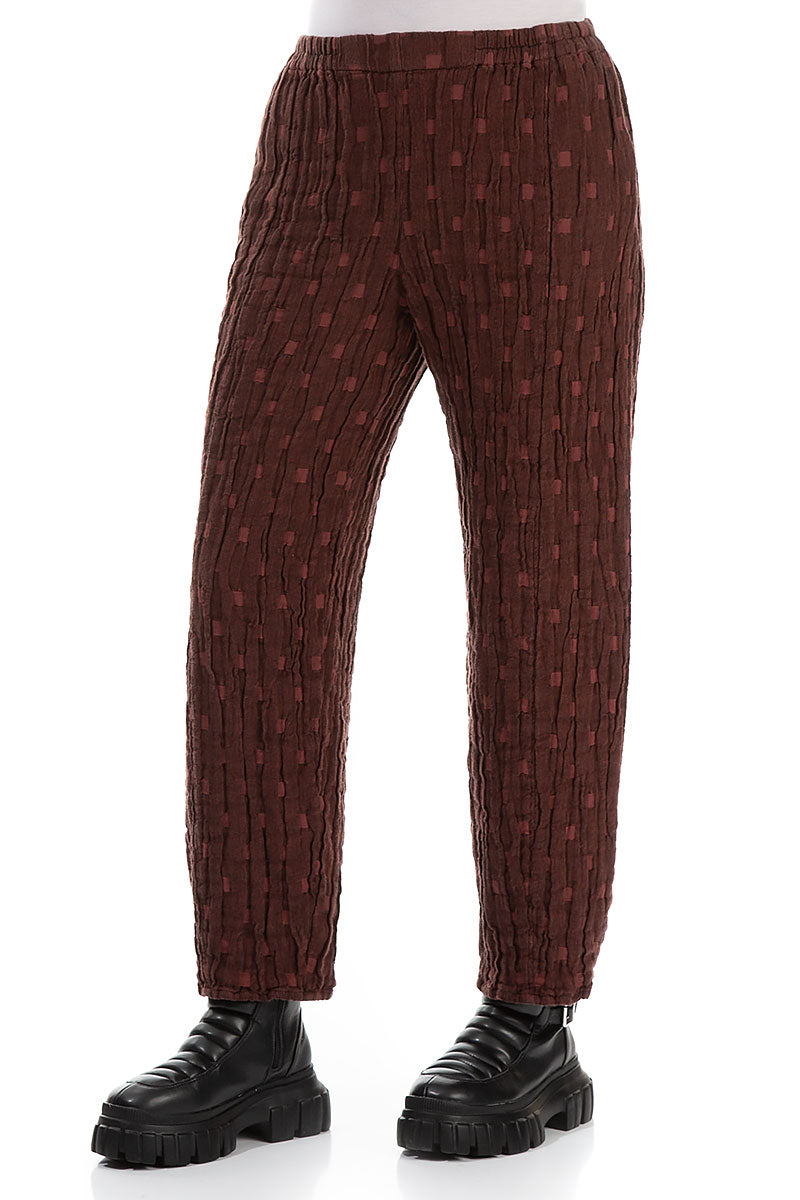Taper Merlot Textured Linen Trousers 3
