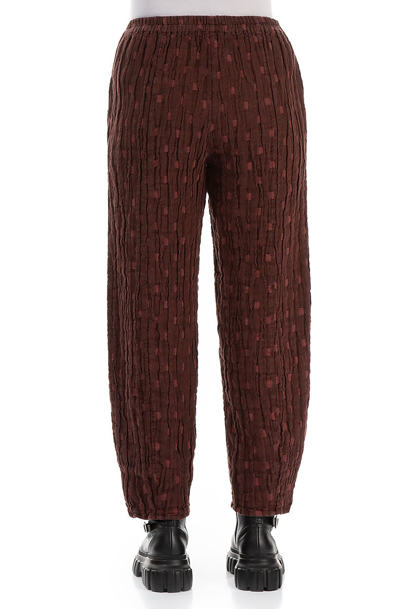 Taper Merlot Textured Linen Trousers 2