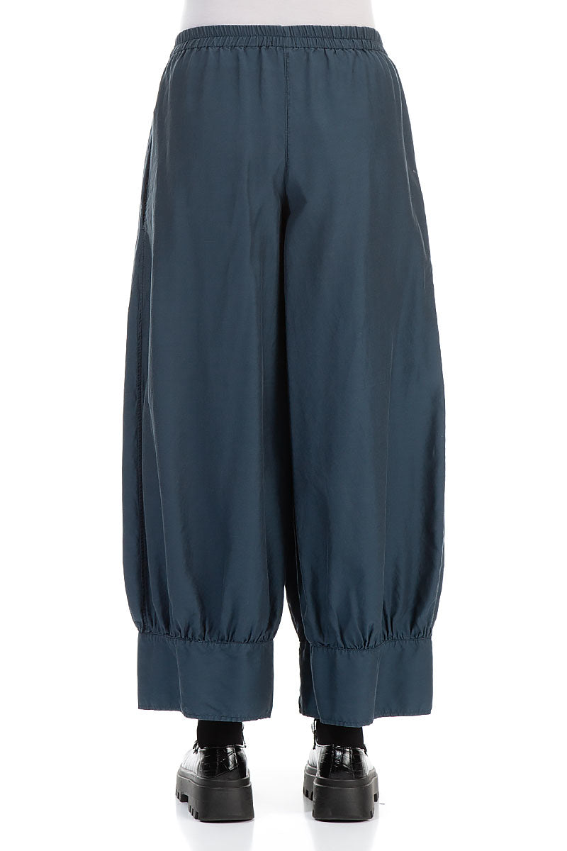 Taper Midnight Blue Silk Cotton Trousers 2