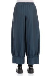 Taper Midnight Blue Silk Cotton Trousers 2