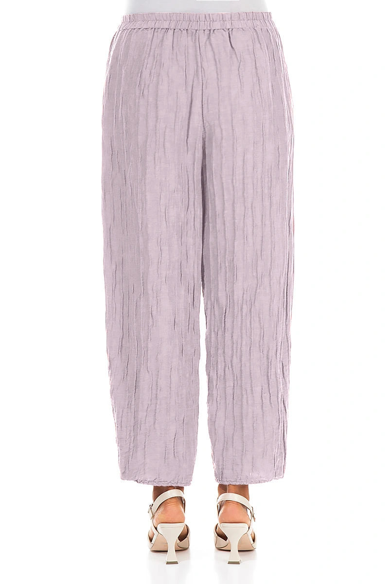 Tapered Barrel Lilac Crinkled Silk Linen Trousers 2
