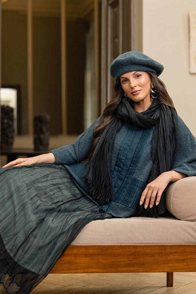 Teal Knitted Wool Beret 6